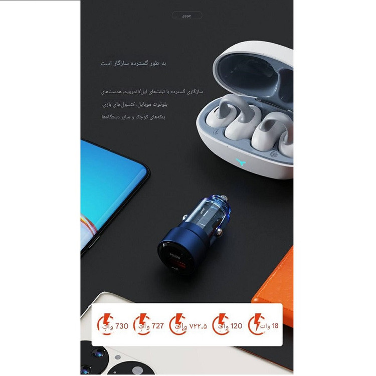 شارژر فندکی 60 وات دو پورت جووی مدل JC-136