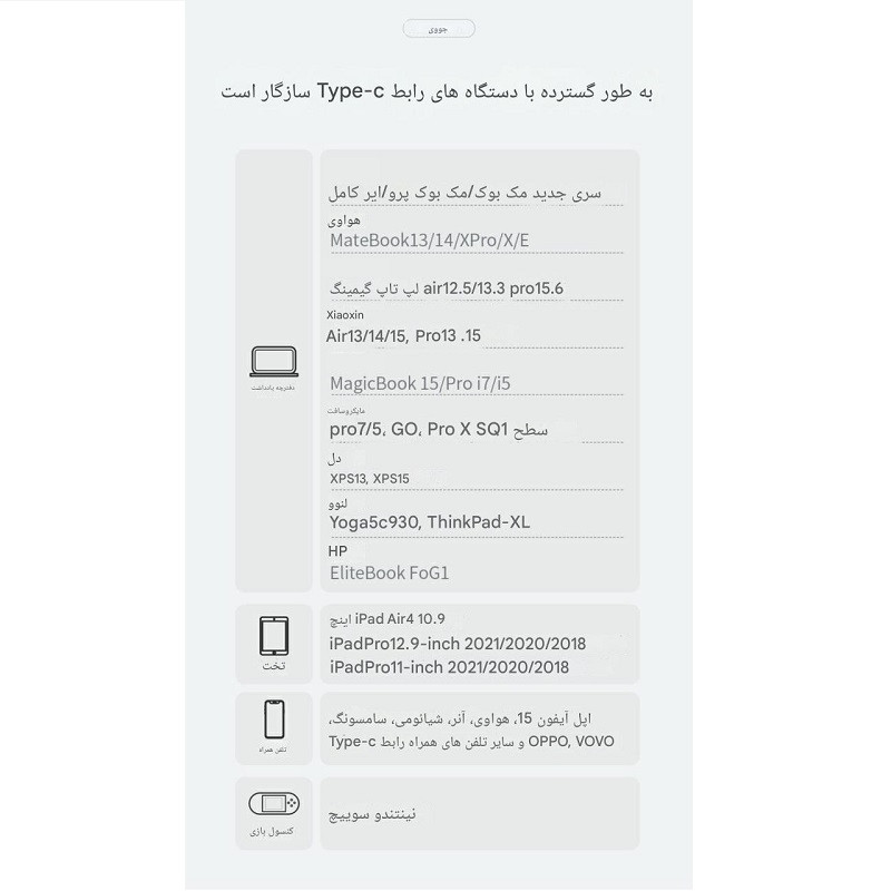 کابل USB-C جووی مدل CC-015 طول 1 متر