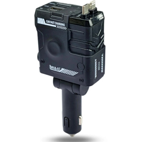 شارژر فندکی 66 وات مدل W&O با کابل جمع شونده