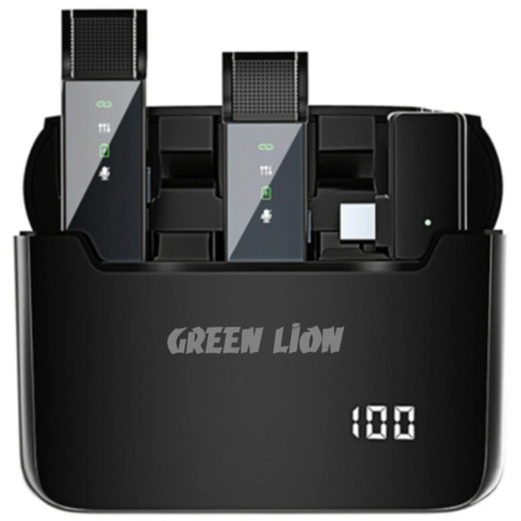 میکروفن بی سیم گرین لاین مدل 2 در 1 نمایشگر دیجیتال لایتنینگ