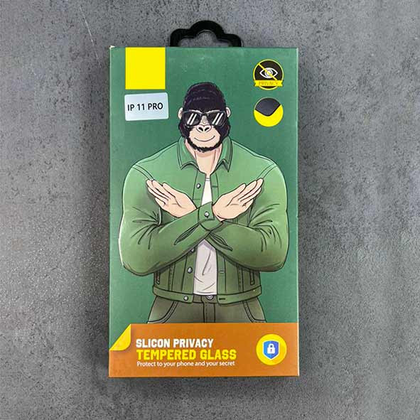 گلس پرایوسی محافظ صفحه نمایش گوشی ، ضد ضربه دور سیلیکون برای آیفون 11 و آیفون XR