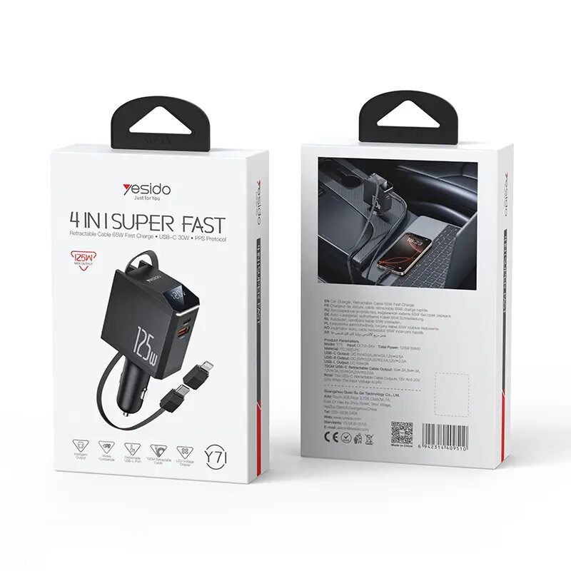 شارژر فندکی 125 وات یسیدو Yesido مدل Y71 125W Fast Car Charger