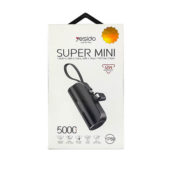 پاوربانک استندی مینی yesido یسیدو 12w مدل YP-68 ظرفیت 5000 میلی آمپرساعت