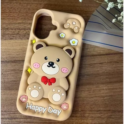 گارد سیلیکون اورجینال پاپ سوکت دار عروسکی طرح تدی نشسته IPHONE 16