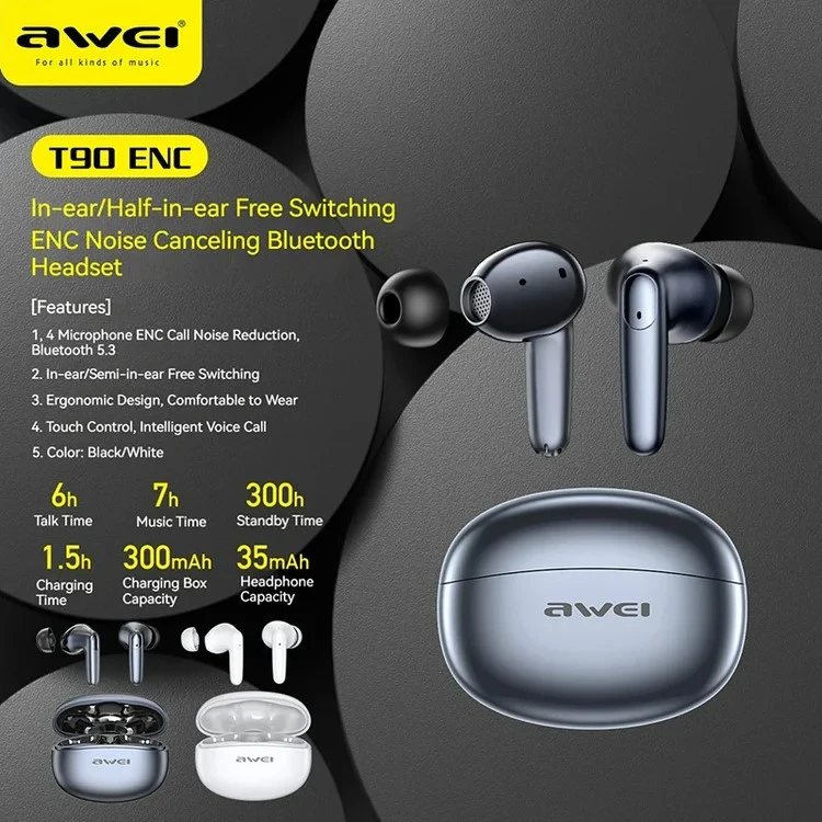 ایربادز بلوتوثی اوی AWEI مدل T90