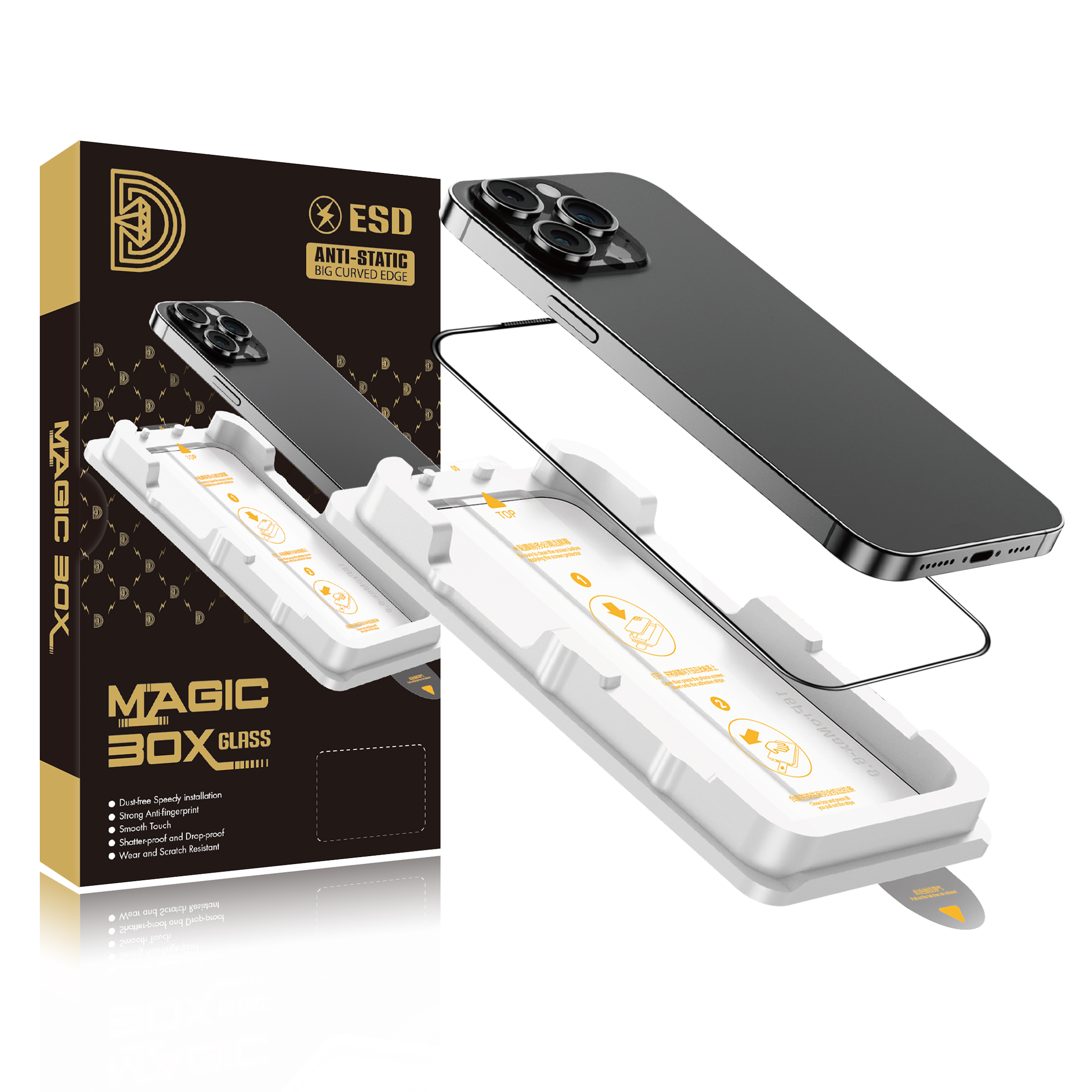 گلس شفاف شیشه ای موبایل آنتی استاتیک Magic Box مناسب اپل iPhone