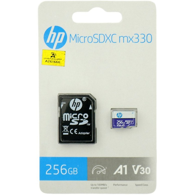 کارت حافظه MicroSDXC اچ پی HP مدل mx330 کلاس 10 ظرفیت 256 گیگابایت