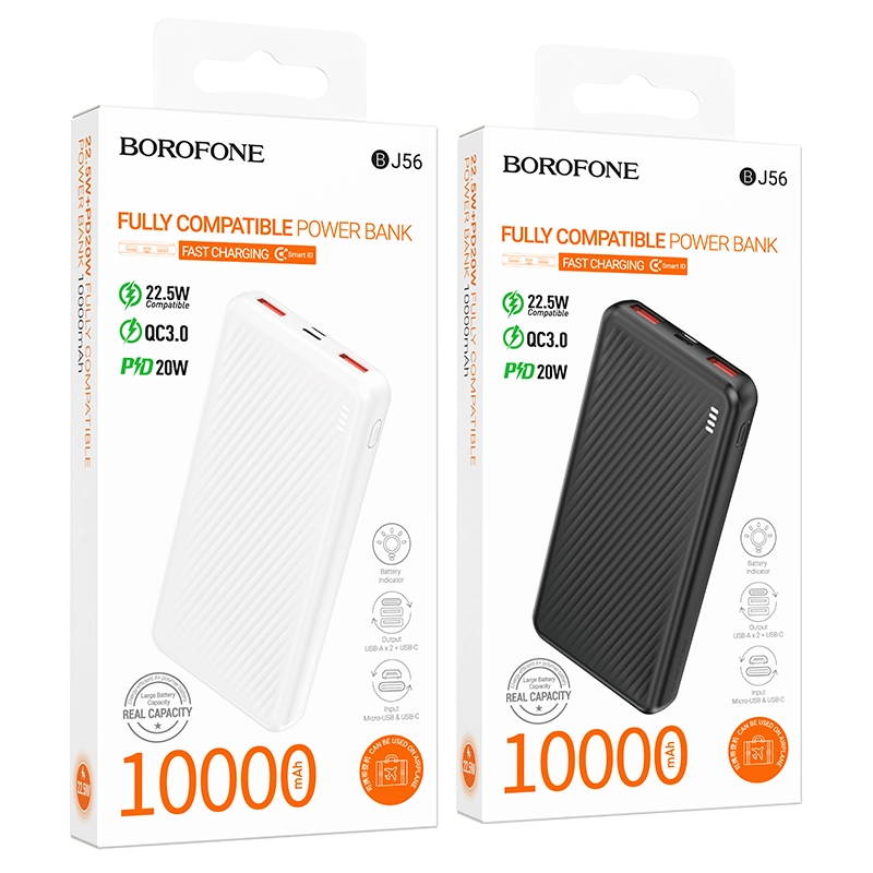پاوربانک 22.5 وات فست شارژ بروفون borofone مدل BJ56 ظرفیت 10000 میلیآمپرساعت