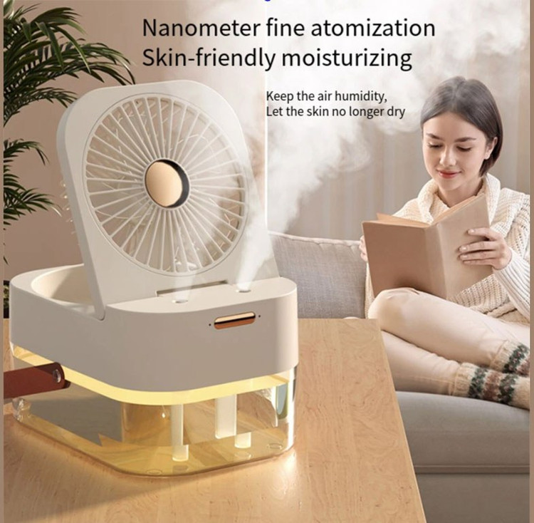 پنکه رومیزی مه پاش، خوشبو کننده و چراغ خواب DUAL SPRAY NIGHT LIGHT