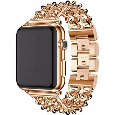 بند فلزی اپل واچ مدل کارتیر دو زنجیر رزگلد 22 mm