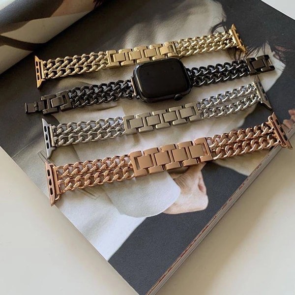 بند فلزی اسمارت واچ مدل کارتیر دو زنجیر رزگلد 22 mm