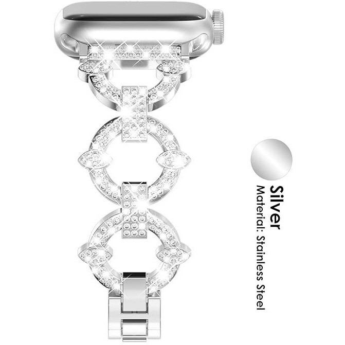 بند استیل طرح گوچی نگین دار مدل LETOID سایز 22 mm