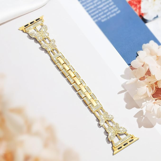 بند اسمارت واچ استیل پروانه ای نگین دار 22 mm