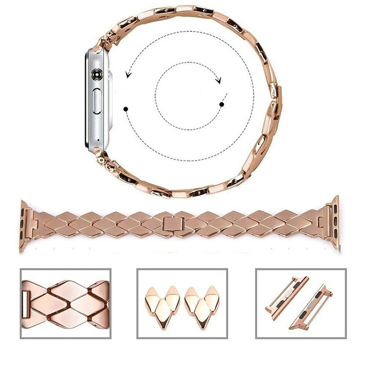 بند ساعت استیل مدل مسیر سایز 22 mm رزگلد