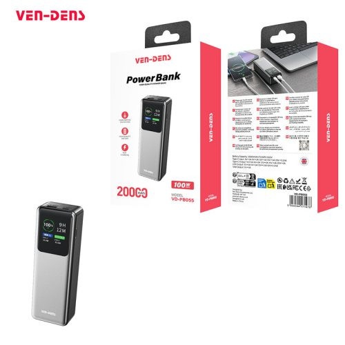 پاوربانک سوپر فست ون دنز ven-dens مدل PB055 ظرفیت ۲۰۰۰۰ میلی آمپر ساعت