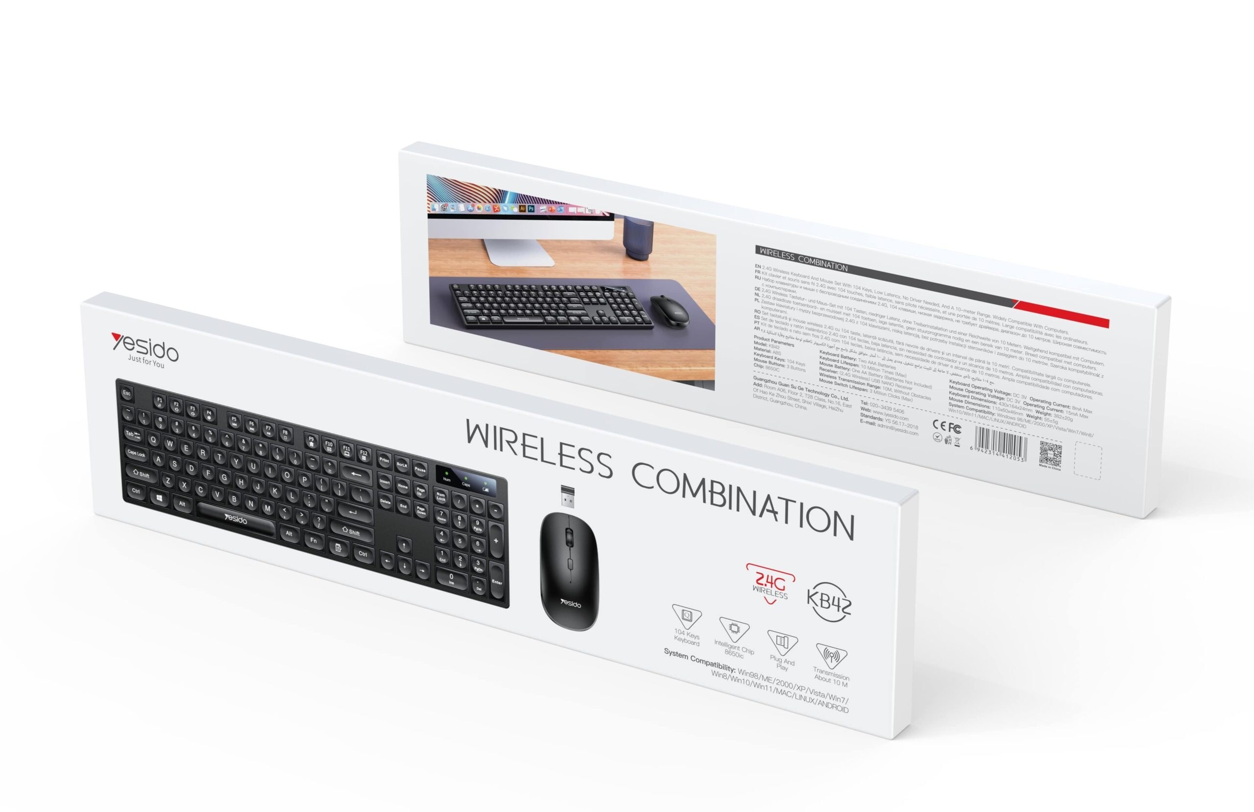 ست کیبورد و ماوس بی سیم یسیدو yesido مدل KB42