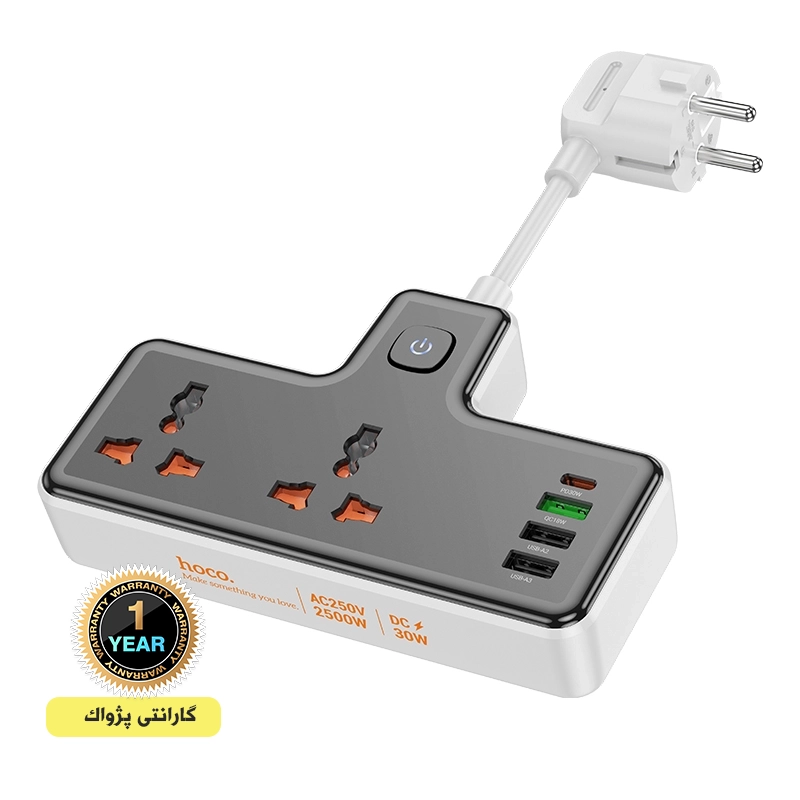 شارژر و چندراهی برق 30 وات هوکو hoco مدل AC12A