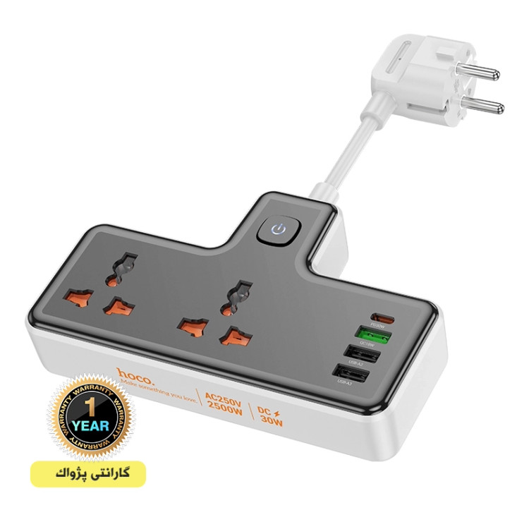 شارژر و چندراهی برق 30 وات هوکو hoco مدل AC12A