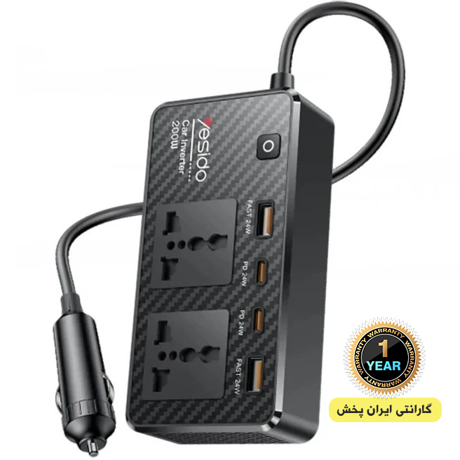 مبدل برق و اینورتر خودرو 200W یسیدو yesido مدل VC07