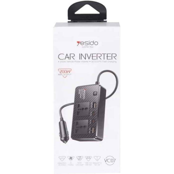 مبدل برق و اینورتر خودرو 200W یسیدو yesido مدل VC07