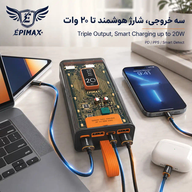 پاوربانک epimax اپیمکس 20000 میلی آمپر EP-220
