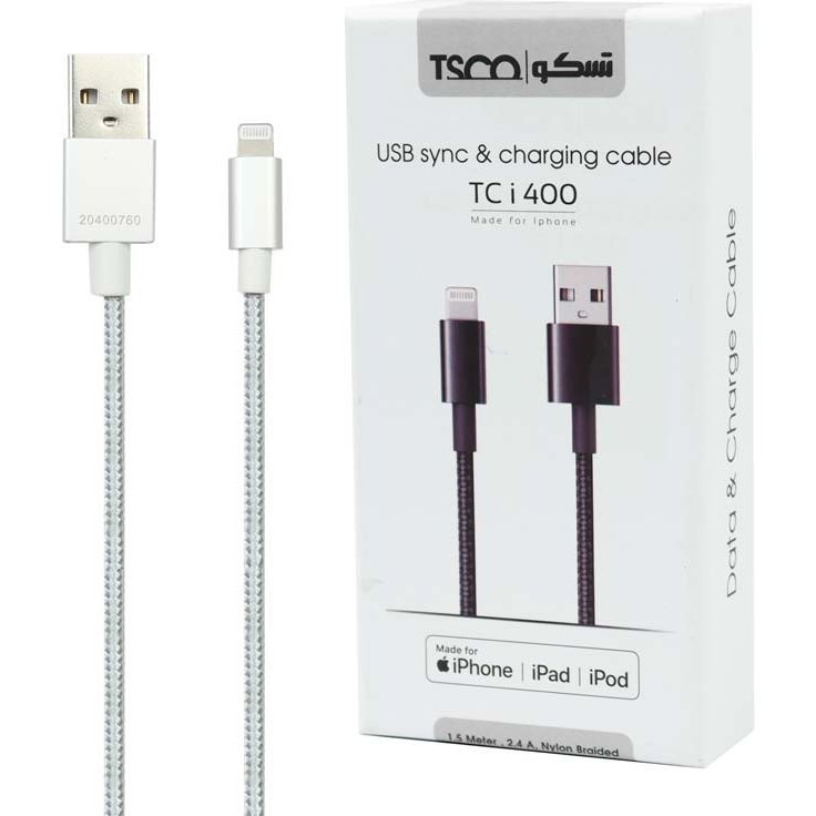 کابل شارژ و دیتا لایتنینگ تسکو tesco مدل TC i 400 طول 1.5 متر