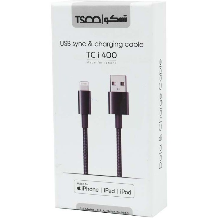 کابل شارژ و دیتا لایتنینگ تسکو tesco مدل TC i 400 طول 1.5 متر
