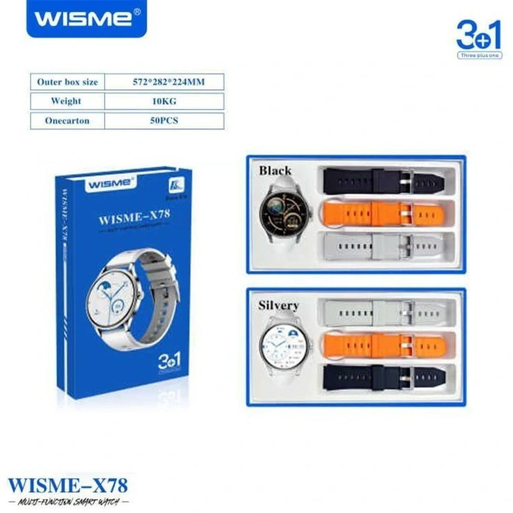 ساعت هوشمند WISME-X78 صفحه گرد همراه سه بند متنوع