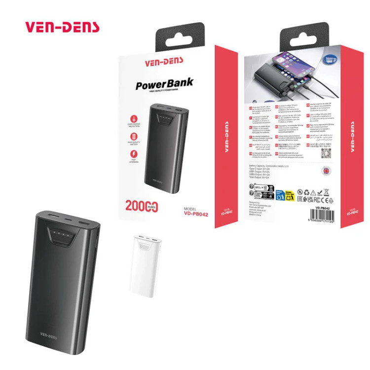 پاوربانک 22.5 وات ون دنز ven-dens مدل VD-PB044 ظرفیت 20000 میلی آمپر ساعت